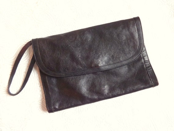 Vintage Finnish Genuine Leather Clutch Bag Envelo… - image 1