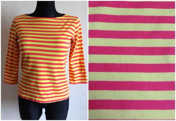 Marimekko Yellow & Pink Striped Cotton Jersey Top