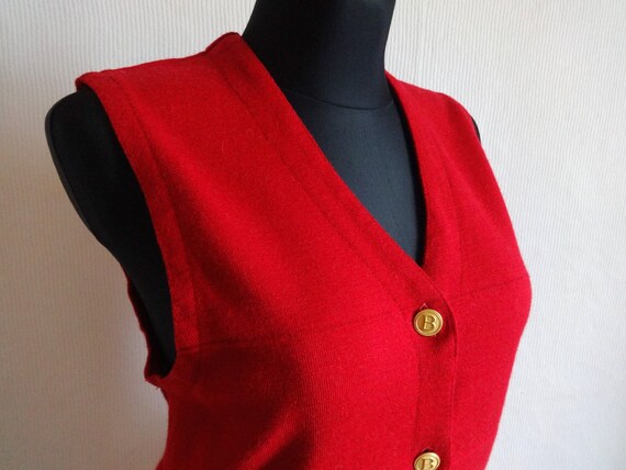 Busnel Vintage French Vest Red Women's Wool Vest … - image 2