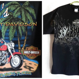 HARLEY- DAVIDSON T-Shirt Schwarzes T-Shirt Große Größe L Shift Happens Motor cycles Shirt Herren Baumwollhemd Bequemes Hemd Biker-T-Shirt