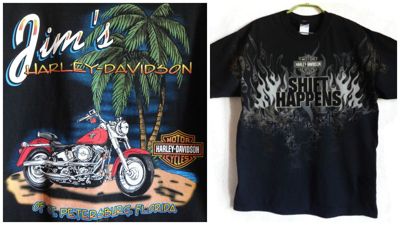 HARLEY DAVIDSON ハーレー MOTOR CYCLES Tシャツ HARLEY- DAVIDSON T Shirt Black Tee Large Size L Shift