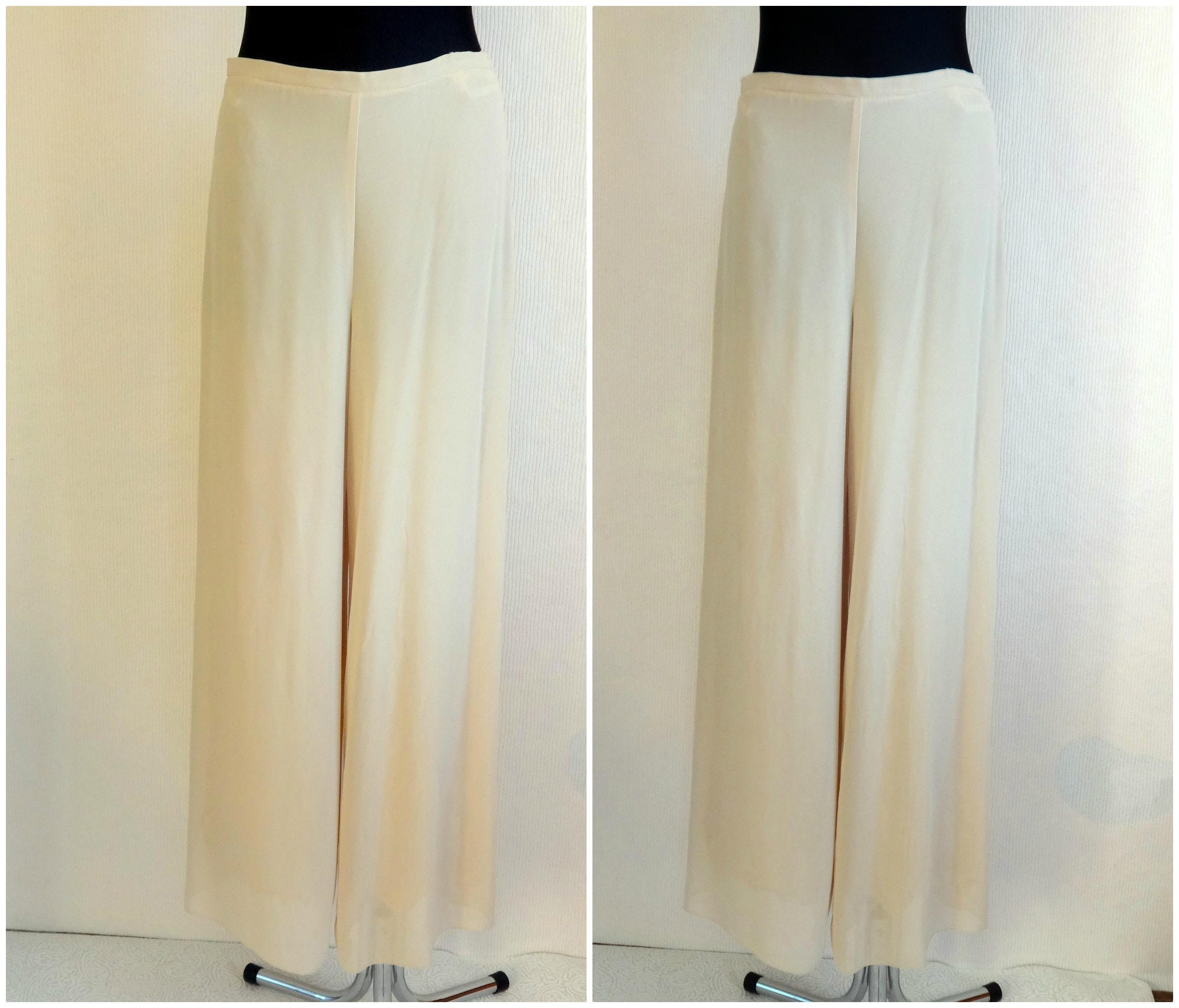 Cream colored wide leg pants online