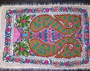 paisley cashmere handmade embroidery felted wool rug 6x4ft kilim tapis namda free shipping - Tapis Kilim paisley cashmere handmade embroidery felted wool rug 6x4ft kilim tapis namda free shipping - Tapis Kilim