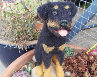 Miniature needle felted Rottweiler