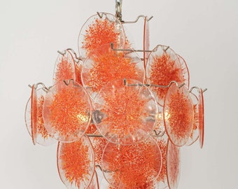 Vistosi Smoked Glass Disc Chandelier, Italy, 1960s