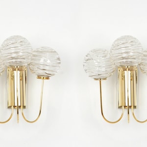 Pair of rare sputnik brass and Murano glass Wall Sconces by Doria, Germany ,1960s