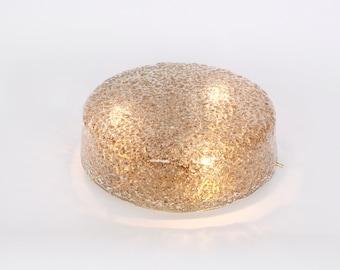 Murano Ice Glass Wall sconce / Flush mount , by Hillebrand , Germany, 1970s