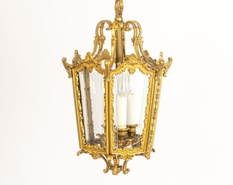 Lámpara colgante antigua de estilo farol - Alemania - Años 50