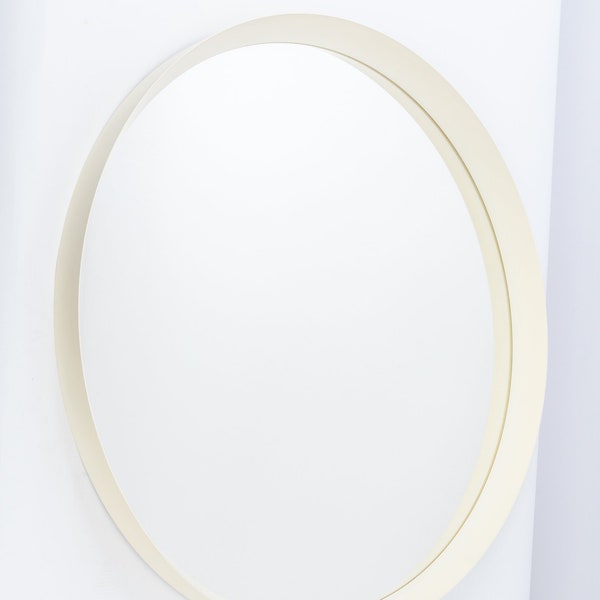 Vintage Wall Mirror White Wood Art Germany 1970s