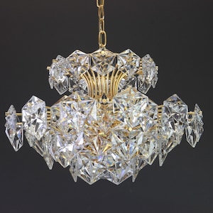 Gilt Brass and Crystal Glass Chandelier by Kinkeldey, Germany, 1970s
