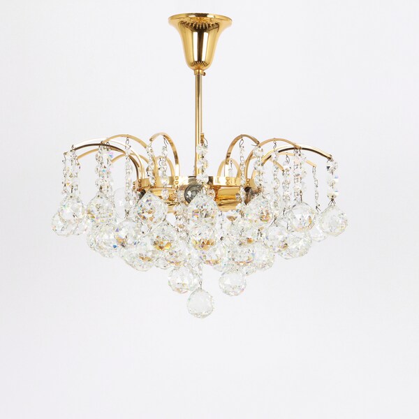 Beautiful Christoph Palme Petite Chandelier Midcentury Crystal Balls, 1970s
