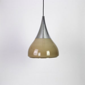 Large Braun opaline Glass Pendant by Limburg, Germany, 1970s