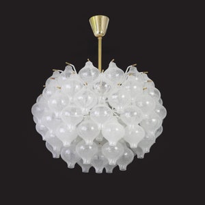 1 of 3 Stunning Large Tulipan Glass Chandelier by Kalmar, Austria, 1970s