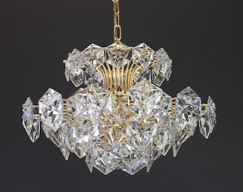 Gilt Brass and Crystal Glass Chandelier by Kinkeldey, Germany, 1970s