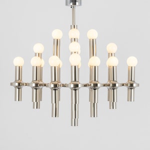 Midcentury Sciolari Style chrome Chandelier, 1970s
