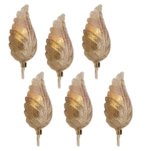 1 de 5 apliques de pared grandes de cristal de Murano de Barovier & Toso, Italia, años 70