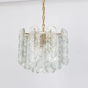 Large Murano Citrus Clear Glass Chandelier by Kalmar, Austria, 1970s