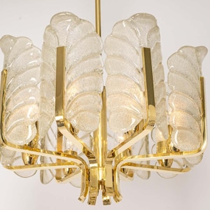 1 of 2 Stunning Carl Fagerlund Chandelier Murano Glass Leaves, 1960s