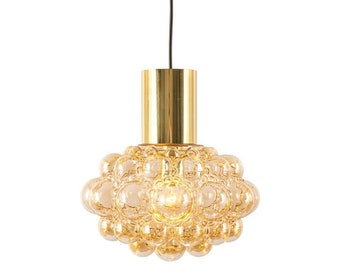 Large Amber Bubble Glass Pendant by Helena Tynell for Limburg, Germany, 1970s