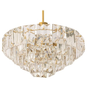 Stunning Chandelier, Brass and Crystal Glass by Kinkeldey, Germany, 1970s