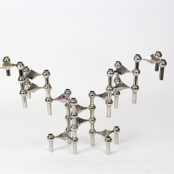 70s Mid century Candle Holder Chrome Nagel Candlestick - Set of 12 Pieces -