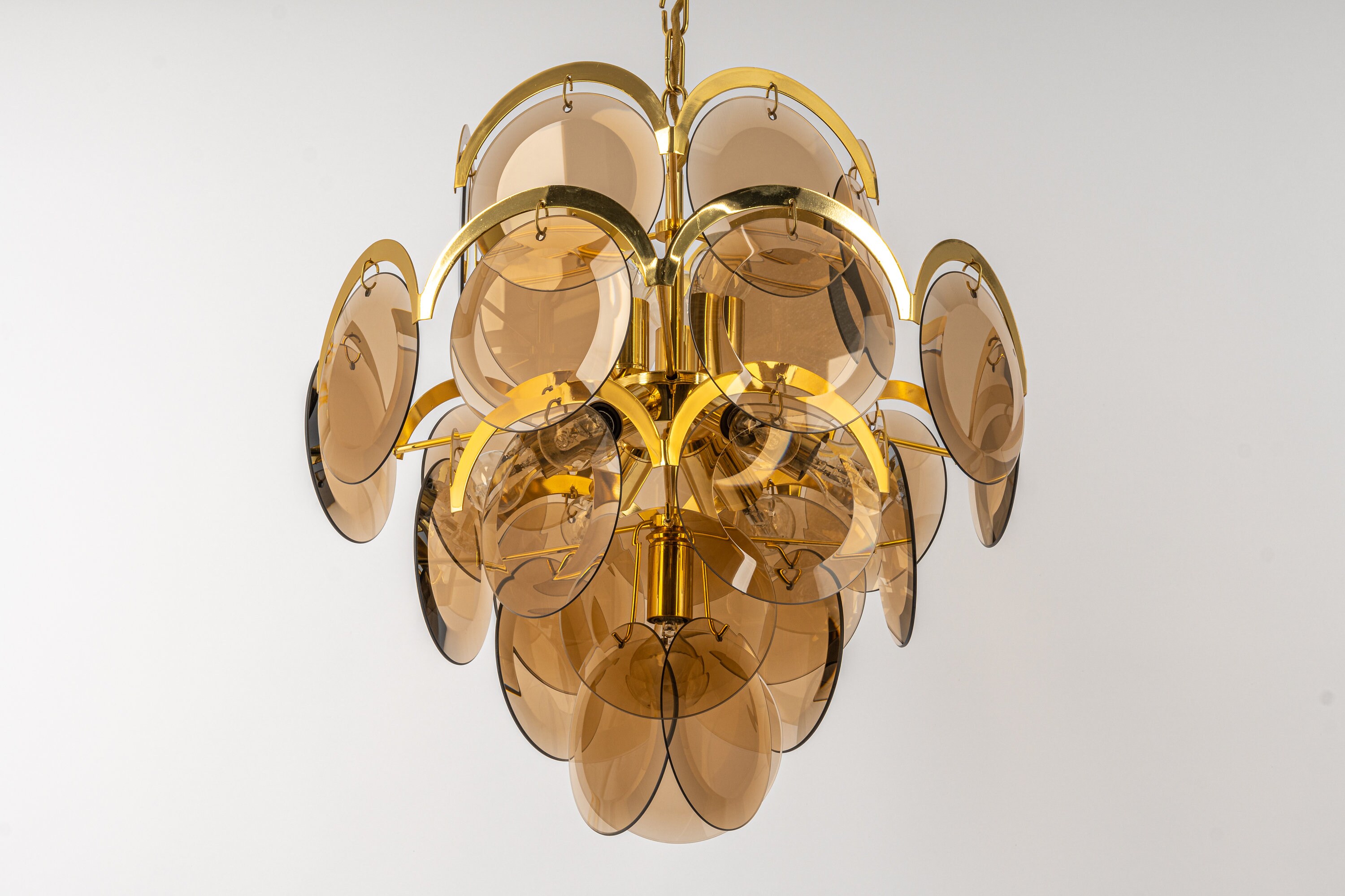 Vistosi Smoked Glass Disc Chandelier Italy 1960s Etsy Australia