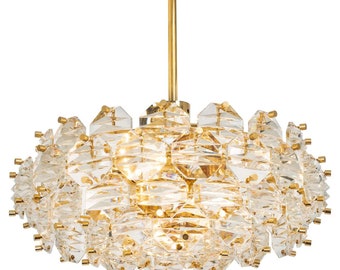 Gilt Brass and Crystal Glass Chandelier by Kinkeldey, Germany, 1970s