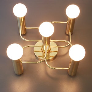 1 of 2 Leola Flush Mount Light Fixture Brass , Germany, 1970s