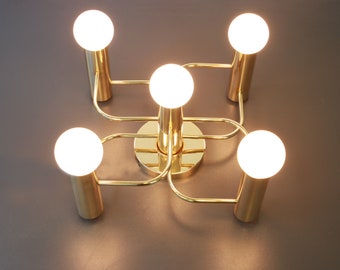 1 of 2 Leola Flush Mount Light Fixture Brass , Germany, 1970s