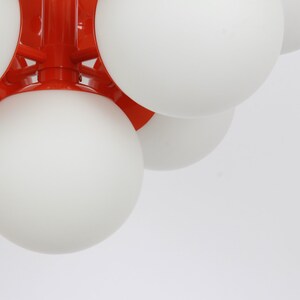 Mid Century Sputnik Orange Ceiling Lamp Pendant by Kaiser - Germany 1960s image 7