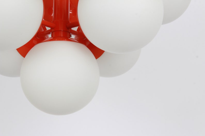 Mid Century Sputnik Orange Ceiling Lamp Pendant by Kaiser - Germany 1960s image 7