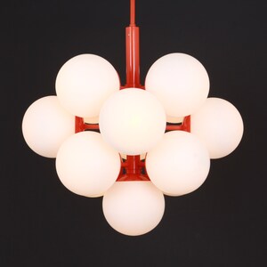 Mid Century Sputnik Orange Ceiling Lamp Pendant by Kaiser - Germany 1960s image 5