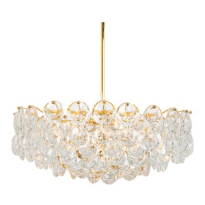 1 of 2 Gilt Brass Crystal Chandelier by Palwa, Sciolari Design, Germany, 1970s