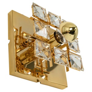 1 of 4 Gilt Brass Flower-Shaped Wall Light from Palwa, Germany, 1970s