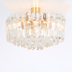 1 of 3 Stunning Gilt Brass, Crystal Glass Light Fixture Palazzo, Kalmar, Austria, 1970