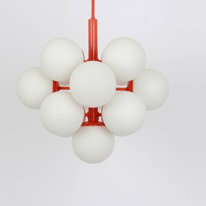Mid Century Sputnik Orange Ceiling Lamp Pendant by Kaiser - Germany 1960s image 9