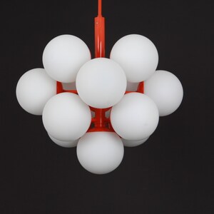 Mid Century Sputnik Orange Ceiling Lamp Pendant by Kaiser - Germany 1960s image 6
