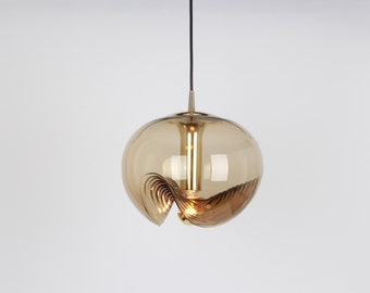 1 of 6 Large Smoked Glass Pendant Light by Peill & Putzler - Space Age - Germany, 1970s
