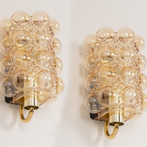 Pair of Large Amber Bubble Glass Sconces by Helena Tynell, Limburg, Germany