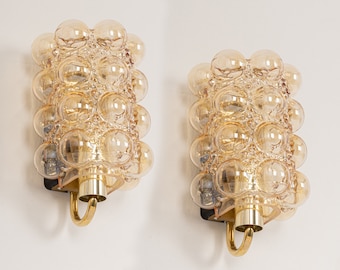Pair of Large Amber Bubble Glass Sconces by Helena Tynell, Limburg, Germany