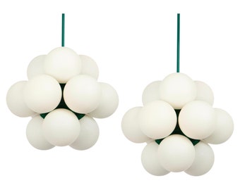 1 of 2 Sputnik Green Pendant Light, Opal Glass, Germany, 1970s