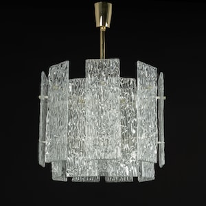 Large Murano Ice Glass Chandelier by Kalmar, Austria, 1960s