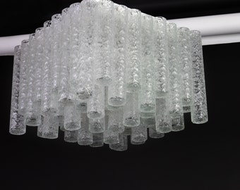 1 of 6 Stunning Ice Glass Tubes Flushmount by Doria, Germany, 1960s