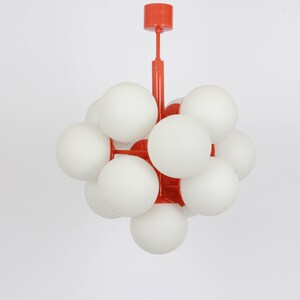 Mid Century Sputnik Orange Ceiling Lamp Pendant by Kaiser - Germany 1960s image 8