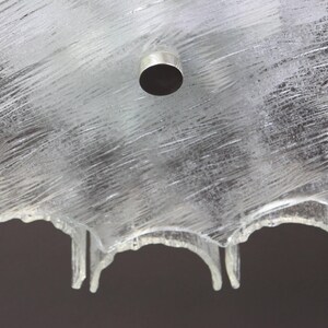 1 of 2 Large Ice Glass Chrome Chandelier by Kaiser, Germany, 1960s image 2