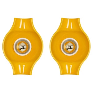 Pair of Ceramic Yellow Wall Light Sputnik Designed by Cari Zalloni Germany 1970s