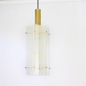 1 of 3 Large Murano Ice Glass Pendant by Limburg, Germany, 1970s