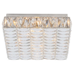 Large Flushmount Faceted Crystal Light Fixture by Kinkeldey, Germany, 1960s