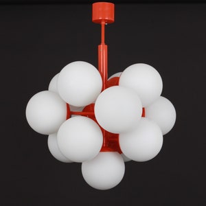 Mid Century Sputnik Orange Ceiling Lamp Pendant by Kaiser - Germany 1960s image 4