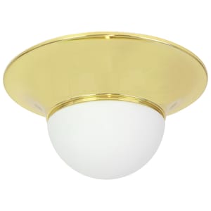 1 of 5 Large UFO Brass Glass Flush Mounts, Limburg, Germany, 1970s